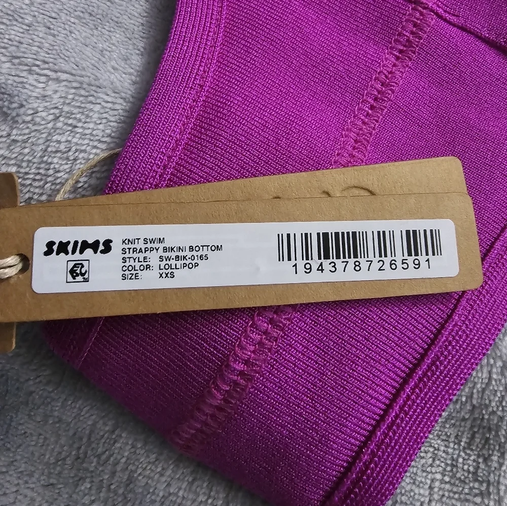 NWT - SKIMS - Knit Swim Strappy Bikini Bottom - Lollipop - XXS